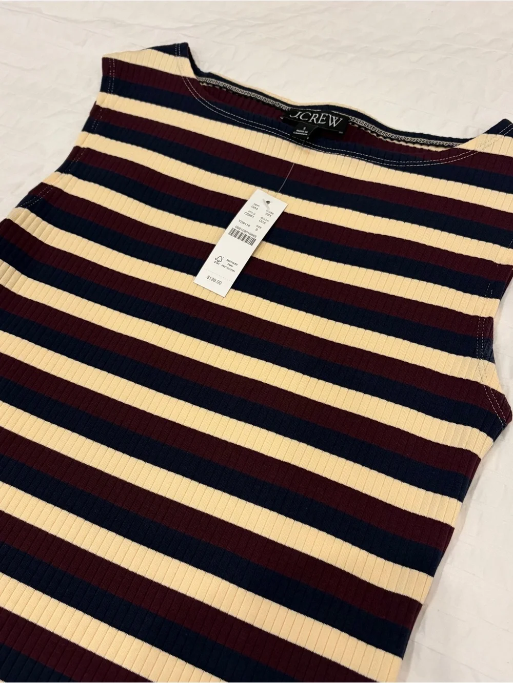 NWT J.Crew Knit Boatneck Midi Dress in stripe - Crosbystripe Candleligh